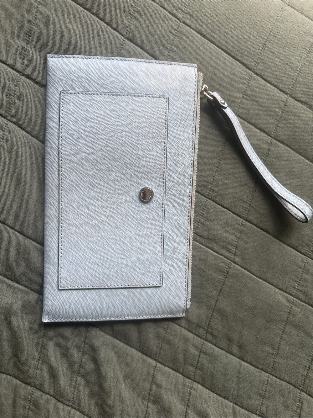 Michael Kors light blue Leather Wristlet Clutch
